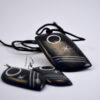 Conjunto pendientes+colgantes negros con incrustaciones blancas