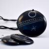 Conjunto pendientes+colgantes negros con incrustaciones blancas