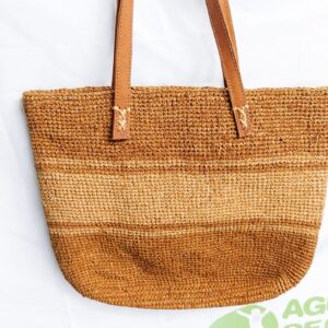 Bolso rayas rafia trenzada tonos marrones