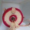 RA-0042 BOLSO RAFIA REDONDO ROSA