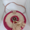 RA-0042 BOLSO RAFIA REDONDO ROSA