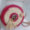 RA-0042 BOLSO RAFIA REDONDO ROSA