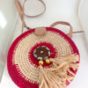 RA-0042 BOLSO RAFIA REDONDO ROSA