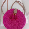 RA-0042 BOLSO RAFIA REDONDO ROSA