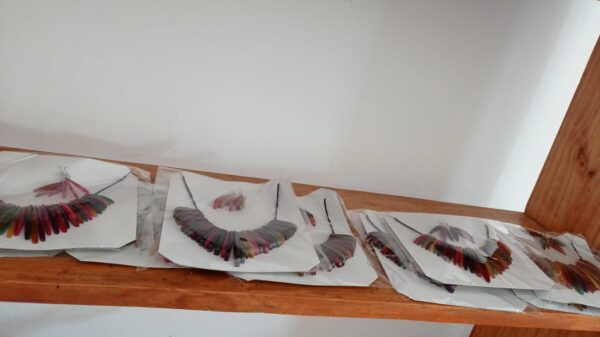 Conjunto de colgante y pendientes piezas planas de colores