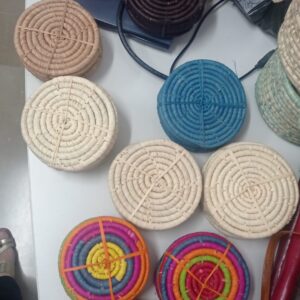 Posavasos de rafia juego de 6 natural y colores
