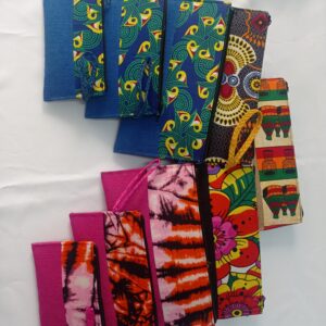 Neceser juego de 3 rafia y tela estampado