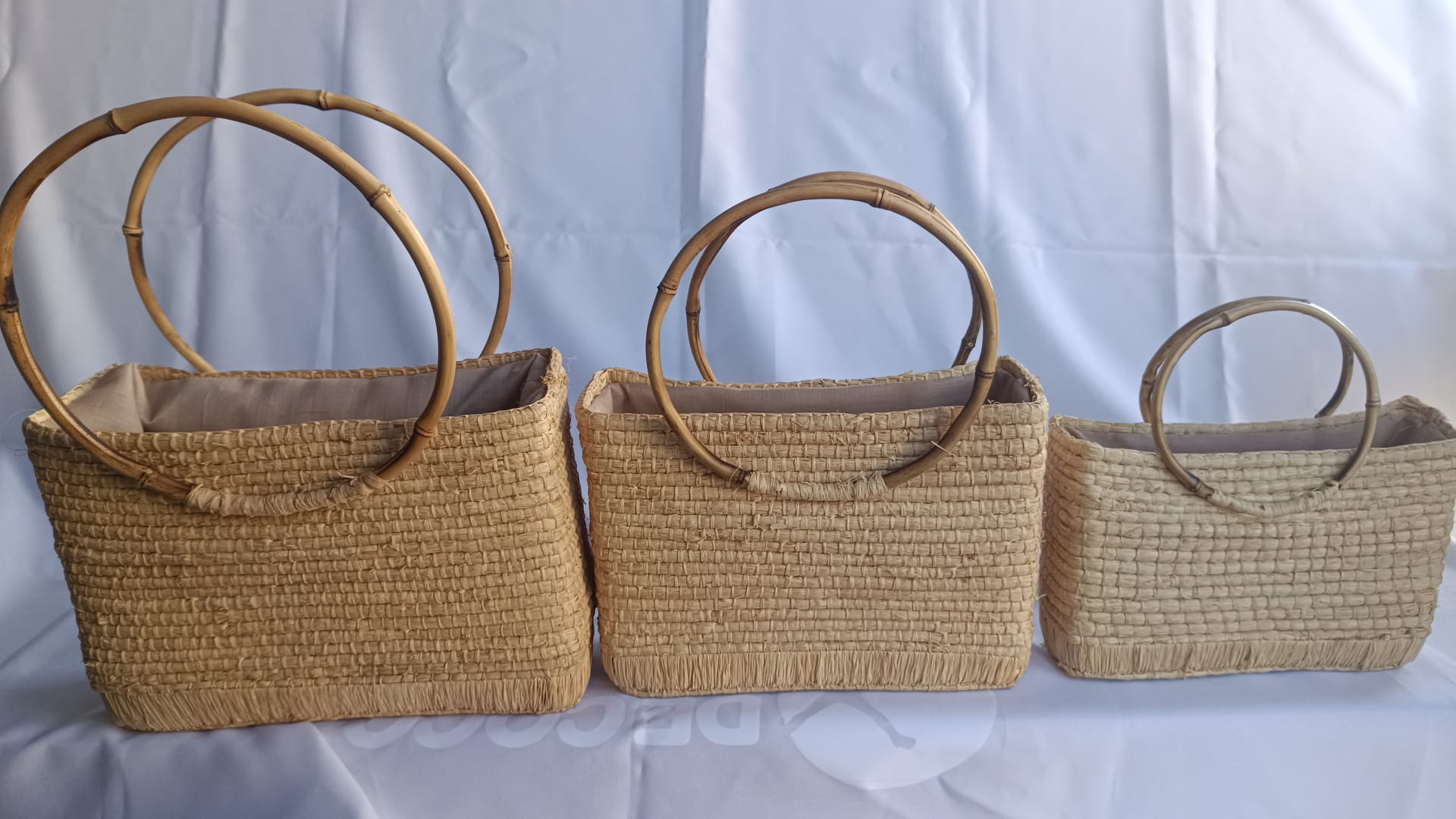 Bolso aro redondo natural juego de 3 - Imagen 3